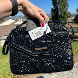 Brahmin Shea black cross body in black